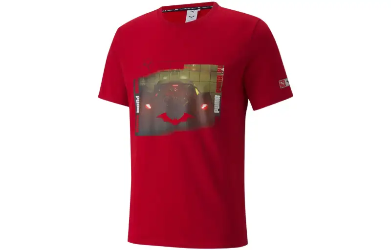 PUMA T Shirts Men's Cherry Red Crew Neck Moderate Straight Fit