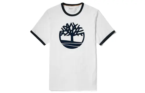 Timberland T Shirts Men's White Crew Neck Moderate Straight Fit