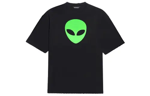 Balenciaga T Shirts Men's Black Crew Neck Moderate Straight Fit
