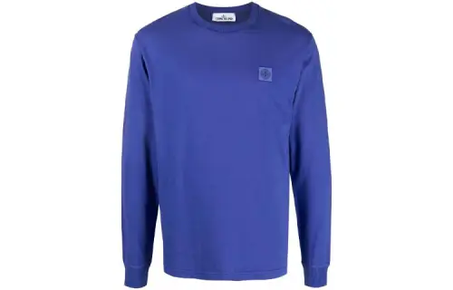 STONE ISLAND T Shirts Men's Blue Crew Neck Moderate Straight Fit