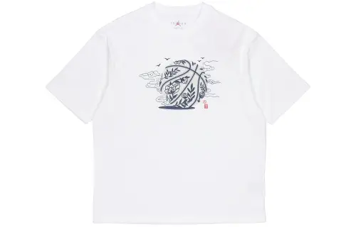 Jordan T Shirts Men's White Crew Neck Moderate Straight Fit