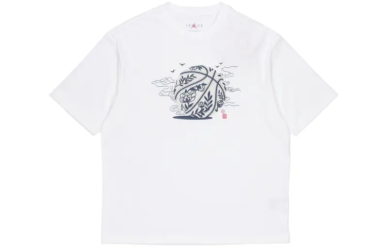 Jordan T Shirts Men's White Crew Neck Moderate Straight Fit