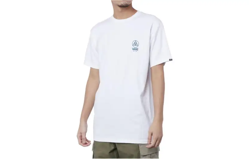 Vans Three Points T Shirts Men's White Crew Neck Moderate Straight Fit