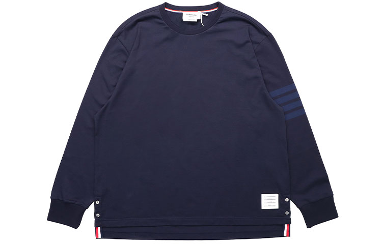 THOM BROWNE Tom Brown Four Stripes Cotton Long Sleeve T-Shirt Men's Navy
