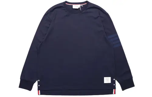 THOM BROWNE Tom Brown Four Stripes Cotton Long Sleeve T-Shirt Men's Navy