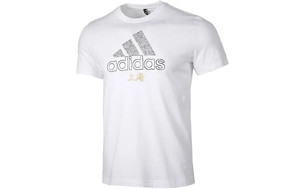 Adidas T-Shirts Men's White Crew Neck Moderate Straight Fit