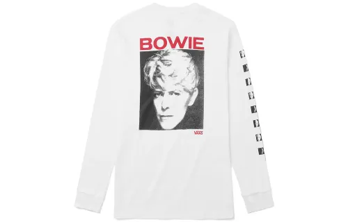 Vans David Bowie Serious Moonlight T Shirts Men's White Crew Neck Moderate Straight Fit