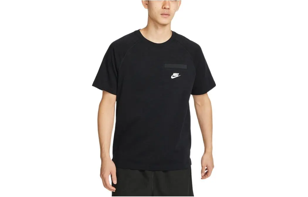 Nike T-Shirts Men's Black Crew Neck Moderate Straight Fit