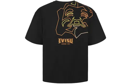 EVISU T Shirts Men's Black Crew Neck Moderate Straight Fit
