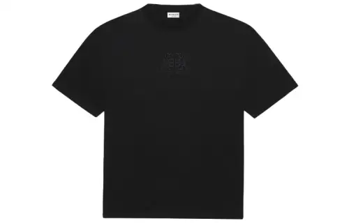 Balenciaga T Shirts Unisex Black Crew Neck Moderate Straight Fit