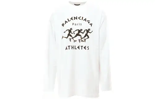Balenciaga T Shirts Men's White Crew Neck Moderate Straight Fit
