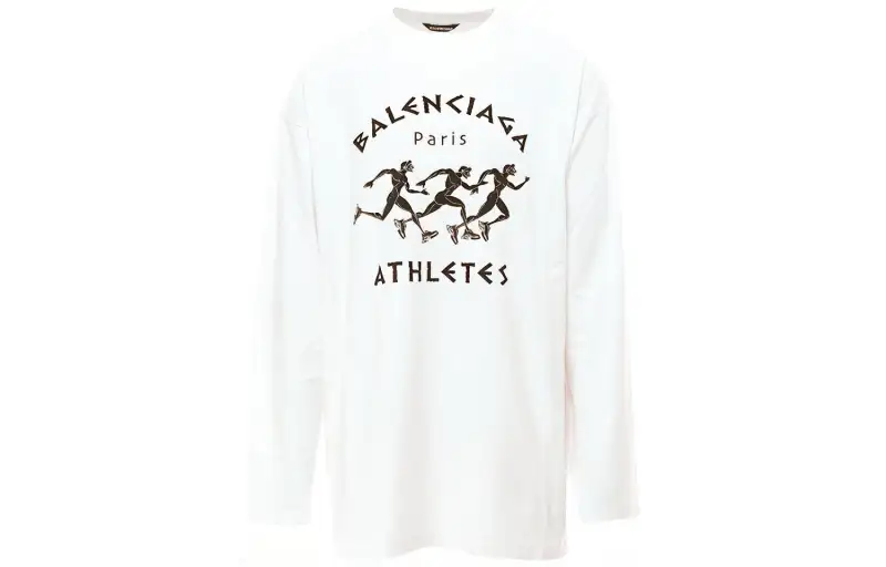 Balenciaga T Shirts Men's White Crew Neck Moderate Straight Fit