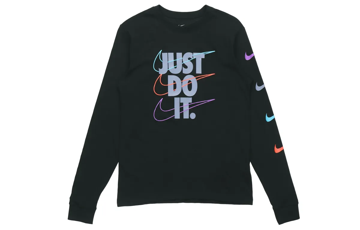 Nike T-Shirts Men's Black Crew Neck Moderate Straight Fit