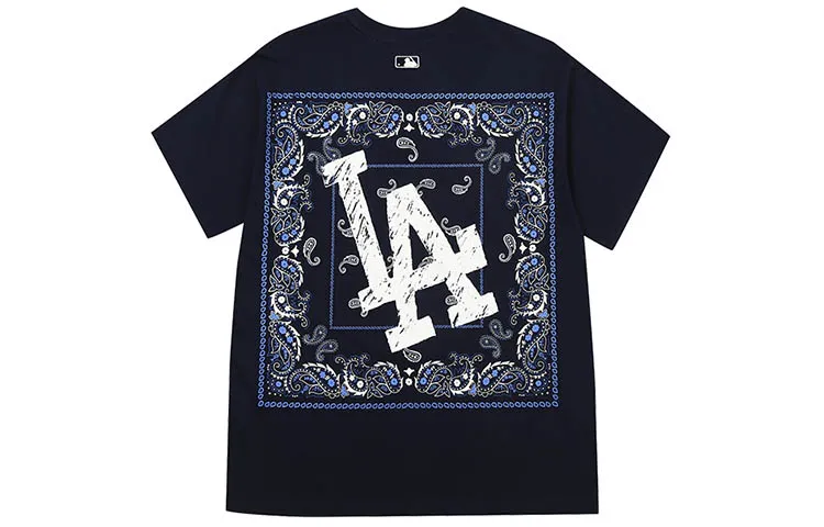 MLB Basic Logo T-Shirts Unisex Navy Blue Crew Neck Moderate Straight Fit