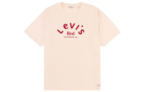 Levis T Shirts Men's Ecru Crew Neck Moderate Straight Fit
