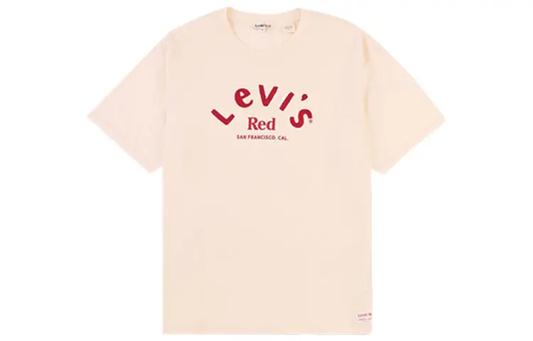 Levis T Shirts Men's Ecru Crew Neck Moderate Straight Fit