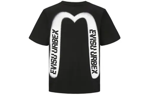 EVISU T Shirts Men's Black Crew Neck Moderate Straight Fit