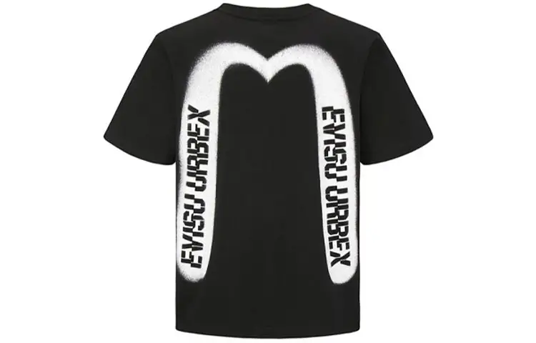 EVISU T Shirts Men's Black Crew Neck Moderate Straight Fit