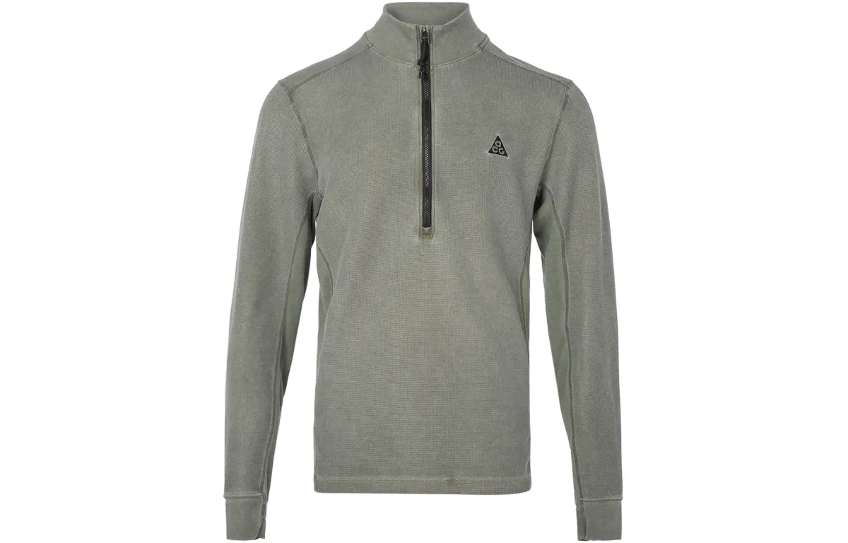 Nike ACG T-Shirts Men's Gray Stand Collar Moderate Straight Fit