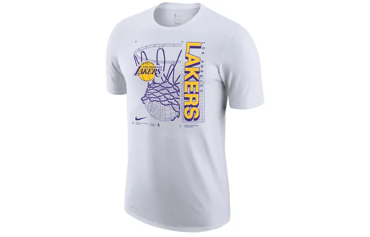 Nike NBA T-Shirts Men's White Crew Neck Moderate Straight Fit