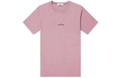 STONE ISLAND Chest Logo Back Print Tee T Shirt Unisex Pink