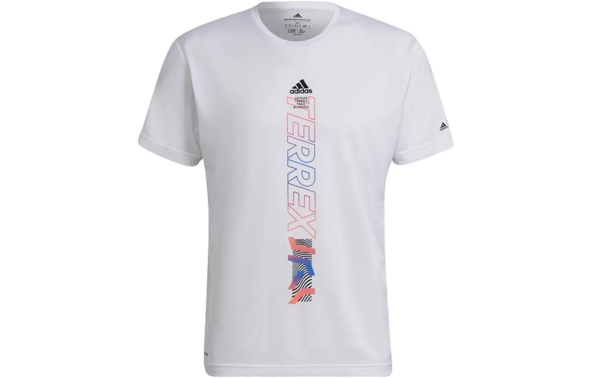 Adidas T-Shirts Men's White Crew Neck Moderate Straight Fit