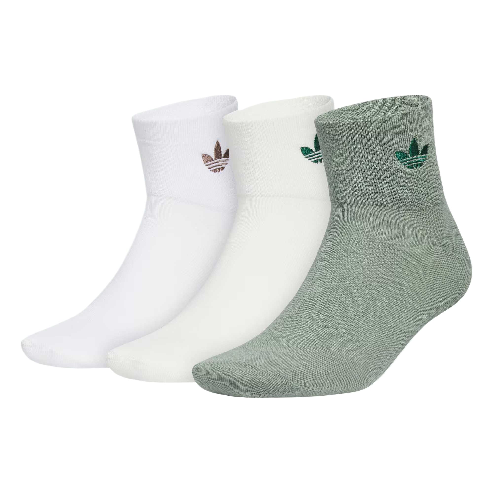 Adidas Originals ORI ANK SOCK 3P Ankle Socks Unisex 3 Pack White/Cloud White/Dusty Green