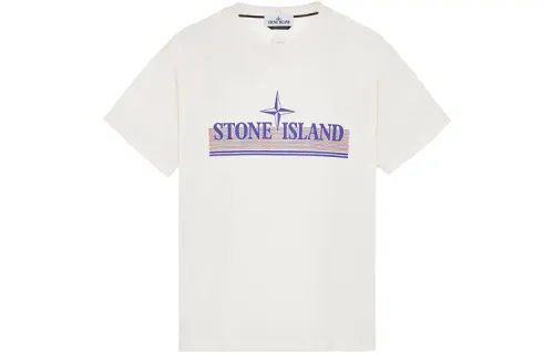 STONE ISLAND T Shirts Men's Ecru Crew Neck Moderate Straight Fit