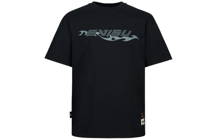 EVISU T Shirts Men's Dark Gray Crew Neck Moderate Straight Fit