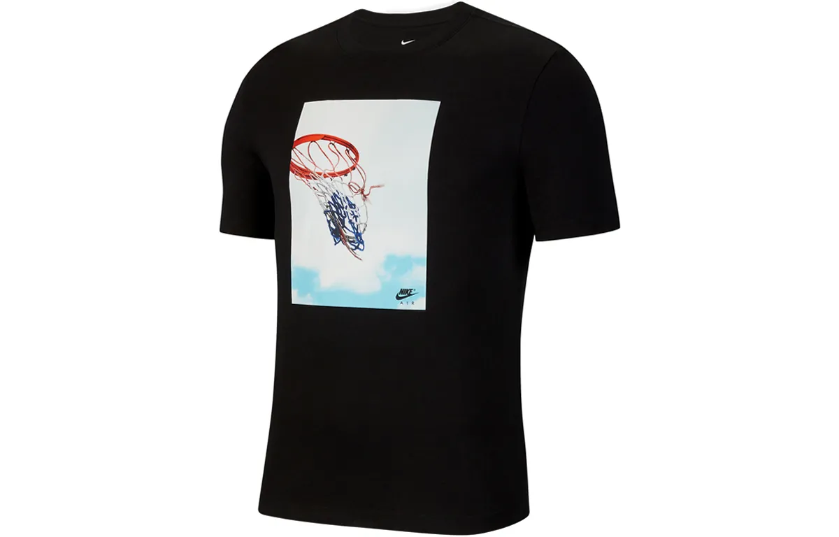 Nike T-Shirts Men's Black Crew Neck Moderate Straight Fit