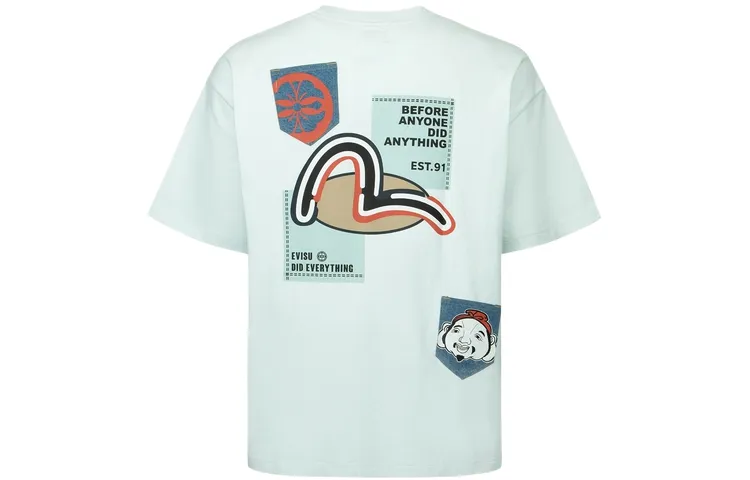 EVISU T Shirts Men's Crew Neck Moderate Straight Fit