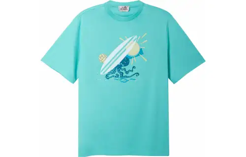 HERMES SS23 T Shirt Men's Lake Blue