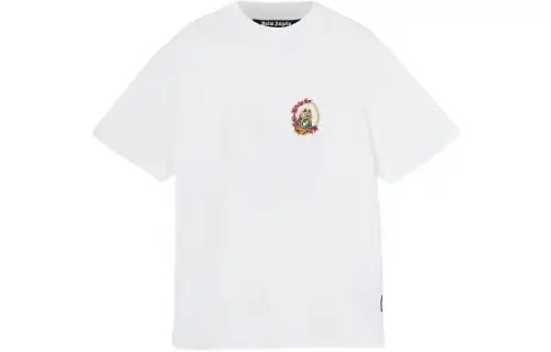 PALM ANGELS T Shirts Men's White Crew Neck Moderate Straight Fit
