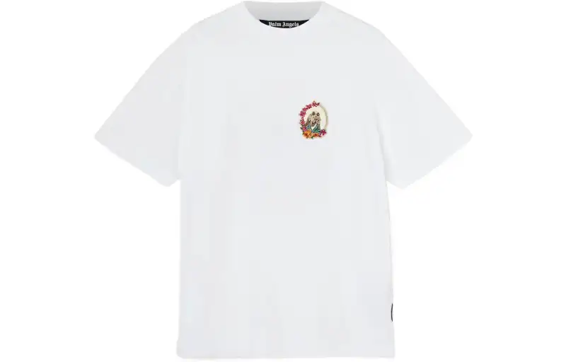 PALM ANGELS T Shirts Men's White Crew Neck Moderate Straight Fit