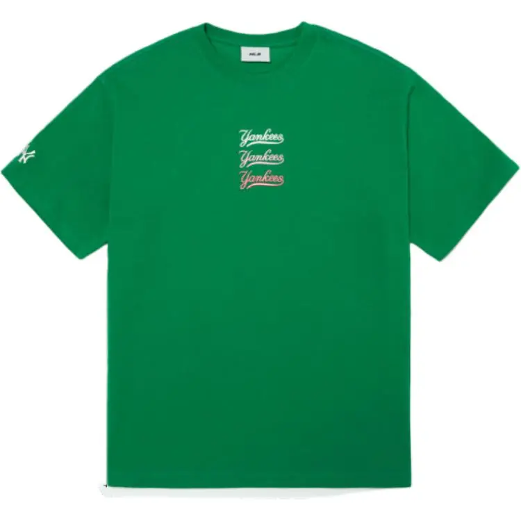MLB T-Shirts Unisex Green Crew Neck Moderate Straight Fit