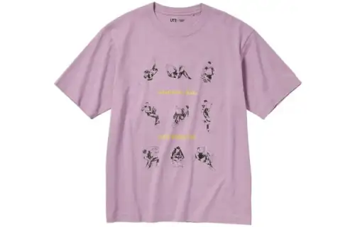 UNIQLO T Shirts Unisex Blue Purple Crew Neck Moderate Other