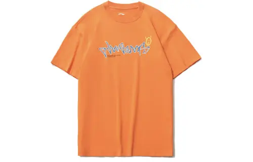 Li Ning CF Tracing T Shirts Men's Golden Orange Crew Neck Moderate Straight Fit