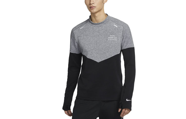 Nike Running T Shirts Men’s Black Stand Collar Moderate Straight Fit