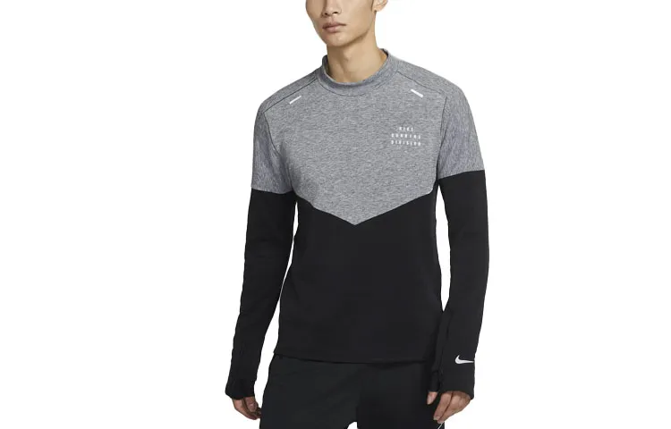 Nike Running T-Shirts Men's Black Stand Collar Moderate Straight Fit
