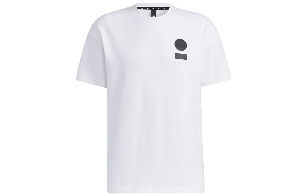 Adidas T-Shirts Men's White Crew Neck Moderate Straight Fit
