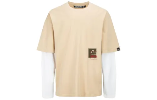 EVISU T Shirts Men's Umber Crew Neck Moderate Mock Two Piece
