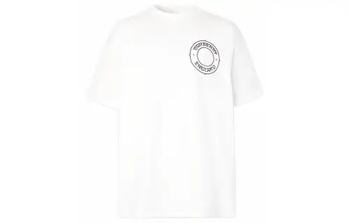 Burberry T Shirts Men's White Crew Neck Moderate Straight Fit