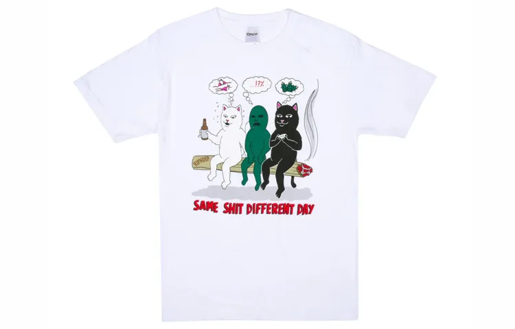 RIPNDIP Crew Neck Fitted Straight Fit Short Sleeved T Shirt Unisex White
