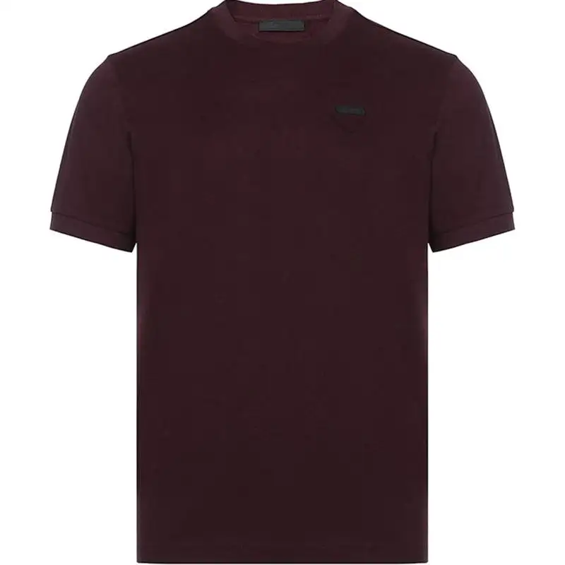 PRADA T Shirts Men's Burgundy Crew Neck Moderate Straight Fit
