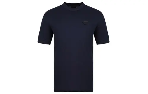 PRADA T Shirts Men's Dark Blue Crew Neck Moderate Straight Fit