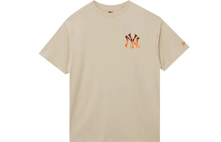 New Era T-Shirts Unisex Khaki Crew Neck Moderate Straight Fit