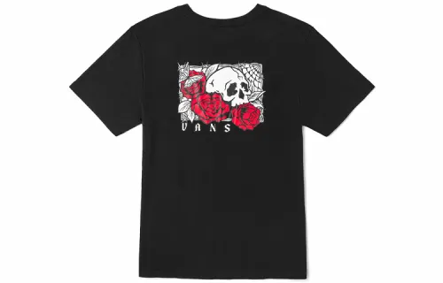 Vans T Shirts Unisex Black Crew Neck Moderate Straight Fit