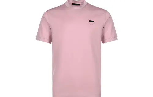 PRADA T Shirts Men's Rose Pink Crew Neck Moderate Straight Fit