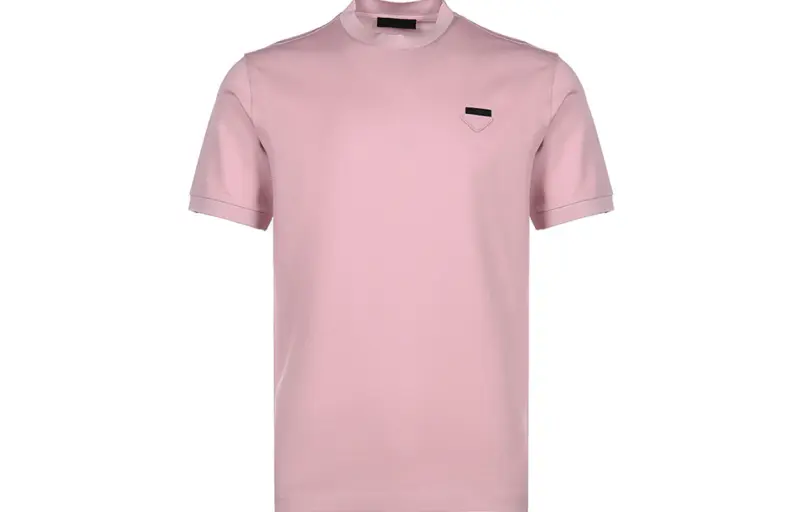 PRADA T Shirts Men's Rose Pink Crew Neck Moderate Straight Fit