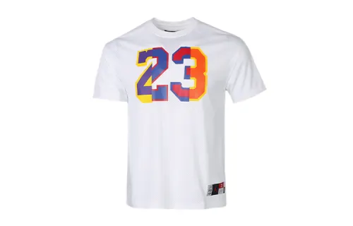 Jordan T Shirts Men's White Crew Neck Moderate Straight Fit